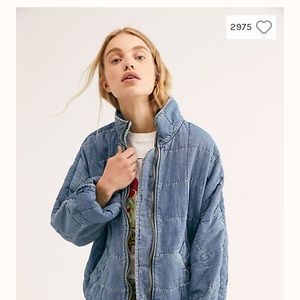 Free People Dolman Quilted Denim Jacket